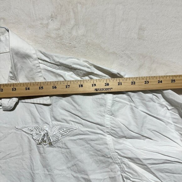 Vintage Avirex White Embroidered Long Sleeve Button Up Dress Shirt Men's XXL - Picture 11 of 16